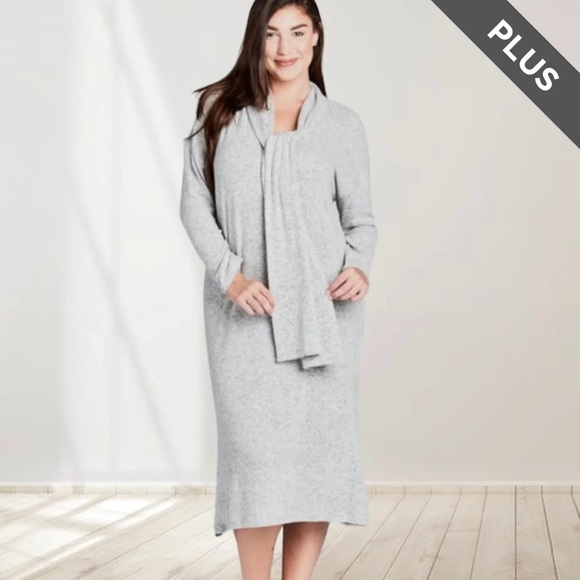 Plus Gray Hacci Long Sleeve Sweater Dress - Picture 1 of 2